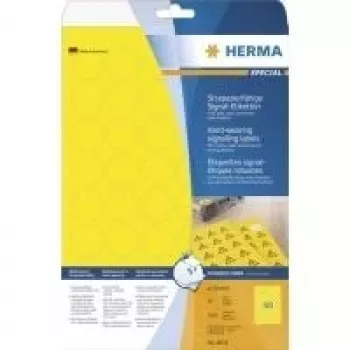HERMA Special 8034 självhäftande väderbeständiga matta folieetiketter för utomhusbruk, gul, 30 x 30 mm, 1200 etiketter (25 ark x 48)