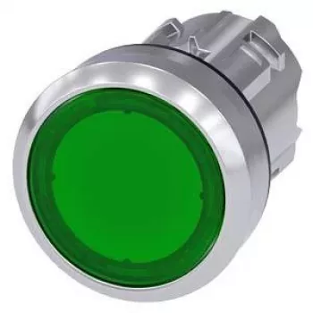 Siemens SIRIUS ACT lysande tryckknappsfrontelement, metall högglans, grön, 22mm 3SU1051-0AA40-0AA0