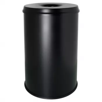 HELIT H2515695 stålpapperskorg med brandsläckningshuv, 30 L, svart, rund, Ø335 x 470 mm