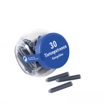 Pelikan 4001 Standard International korta bläckpatroner för reservoarpenna, kungsblå, raderbar & tvättbar, 30 patroner i glas 300003745