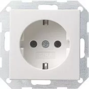 Gira System 55 Schuko-uttag, ren vit sidenmatt, 16 A, infälld 018827