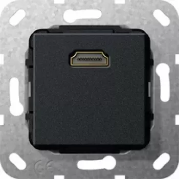 Gira HDMI väggplattinsats 2.0a+ HDR, 1-port, mattsvart 567010