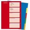 HERLITZ A4 plastregister, 10 delar, blanka, blandade färger, PP 0,12 mm, flerhål, med försättsblad (10715415)