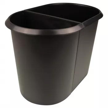 HELIT the double papperskorg, oval, 20 L, svart, PE, utan lock, del 1 (H6103795)