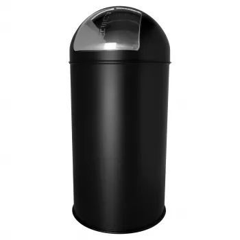 HELIT H2401495 50L svart rund stålpapperskorg med vipplock