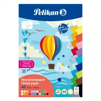 Pelikan färgat tonkartongblock DIN A5, 40 blad, 120 g/m², 21 färger, limmat i ovankant 300002259