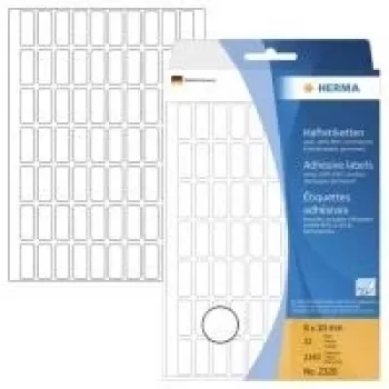 HERMA 2320 självhäftande papperetiketter, vita, 8 x 20 mm, 2240 etiketter (32 ark x 70)