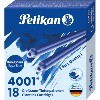 Pelikan 4001 GTP/18 kungsblå standardbläckpatroner i storformat, 18-pack 300735