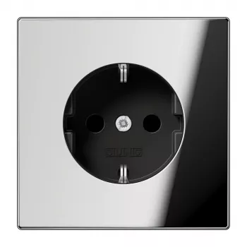 JUNG GCR1520KI jordad uttag, CEE 7/3, krom, metall, infälld, 16 A, 250 V