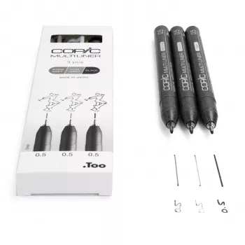COPIC Multiliner Fineliner Black 0.5 mm, 3 Pieces (22075633)