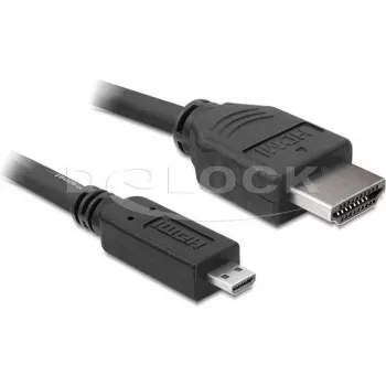 DeLOCK HDMI-till-Micro-HDMI-kabel 2 m, 32 AWG, High Speed med Ethernet, 4K 82664
