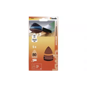 KWB 496108 deltaslippapper, korn 80, 93 mm, 5-pack