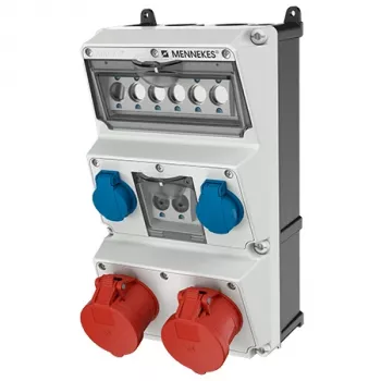MENNEKES AMAXX väggmonterad uttagskombination 930014, 32A 400V, 2x CEE + 2x Schuko, IP44