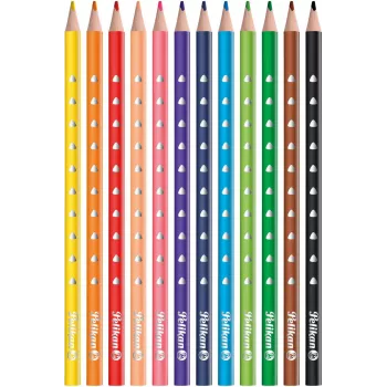 Pelikan 700634 färgpennor 12-set, olika färger, sexkantig träskaft, 3,3 mm brottsäker stift