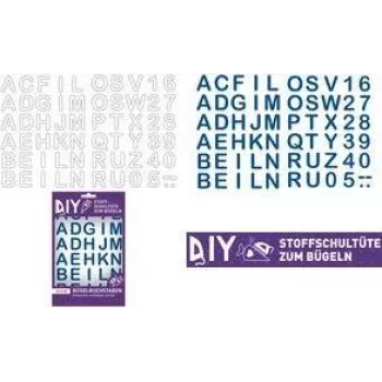ROTH strykbokstäver för DIY-tygskolstrut, vit, A-Z alfabet, 150 x 210 mm ark, 1 ark 658116