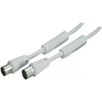 SHIVERPEAKS 5,0 m IEC 169-2 koaxialkabel, kontakt till uttag, vit, nicklad BS80205-128