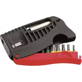 Cimco 114594 10-delat skruvbits-set med Phillips-, Pozidriv-, spår- och Torx-bits