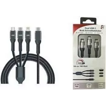 IWH USB-laddningskabel USB-C, Micro-USB, Apple Lightning, 1,2 m, svart 019057
