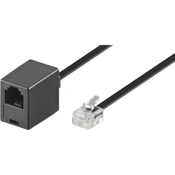 Wentronic Goobay modulär förlängningskabel, RJ11/RJ14 (6P4C) kontakt till RJ11-uttag, 15 m, svart 68258