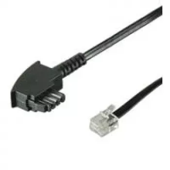 Wentronic Goobay TAE-F anslutningskabel Universal Pin-Out, svart, 10 m - TAE-F kontakt till RJ11/RJ14 kontakt (6P4C) 68537