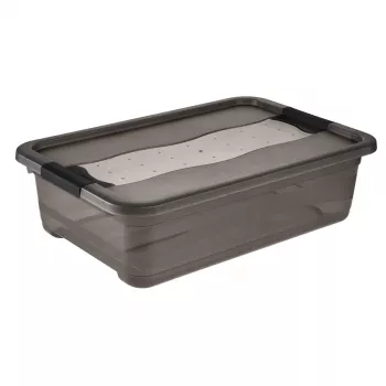 keeeper förvaringslåda Cornelia, 28 liter, kristallgrå transparent, med lock, skjutlås 1042982700000