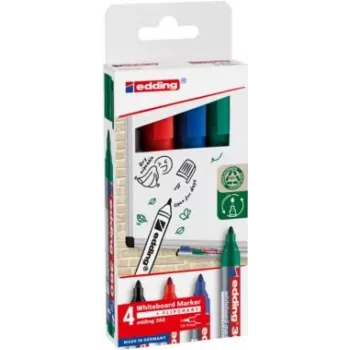EDDING 360 whiteboardpenna, olika färger, 1,5–3,0 mm, 4 st (4-360-4-2)
