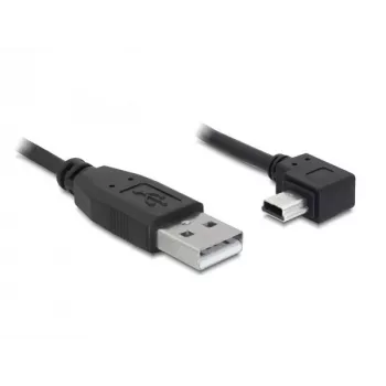 Delock USB 2.0-kabel USB-A hane till Mini USB-B 5-pin hane vinklad, 1 m, svart 82681