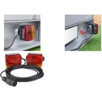 IWH släpvagnsbakljus-set med magnetfot, 6 funktioner, 12V, 2 universella bakljus för släpvagn, bil, lastbil, husvagn – 1 st (010219)