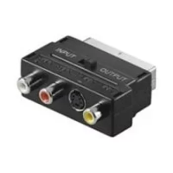 Wentronic AVK 196 SCART till 3x RCA + S-Video adapter, hane till hona, svart 50123