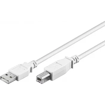 Wentronic 96186 USB 2.0-kabel, USB-A hane till USB-B hane, 1,8 m, vit