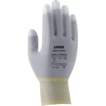 Uvex Unipur Carbon nylonstickade skyddshandskar, storlek 10, grå/svart, PU-belagd handflata, antistatisk 6055610