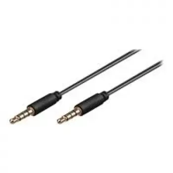 Wentronic Goobay 3,5 mm teleförbindningskabel, svart, 2 m - 3,5 mm telekontakt (4-pin, stereo) till 3,5 mm telekontakt (4-pin, stereo) (63830)
