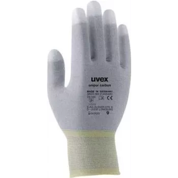 Uvex Unipur Carbon nylonstickade skyddshandskar, PU-belagd handflata och fingertoppar, ESD-säkra, storlek 8 6055608