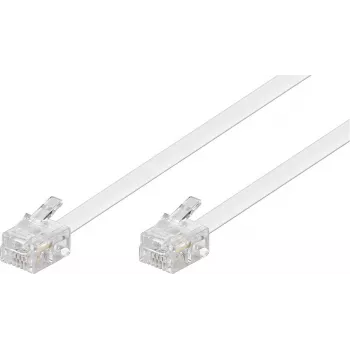 Goobay modulär förbindningskabel RJ11/RJ14 (6P4C) kontakt till kontakt, 3 m, vit (93067)