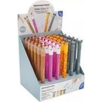 FABER-CASTELL EBERHARD FABER Animal Erase it! gelpennedisplay, 36 pennor, blått bläck, 0,7 mm, raderbar, påfyllningsbar 560109