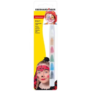 FABER-CASTELL EBERHARD FABER 6-i-1 sminkpenna, 1 penna – 6 färger, idealisk för fina konturer & ytmotiv, hög täckkraft (579030)