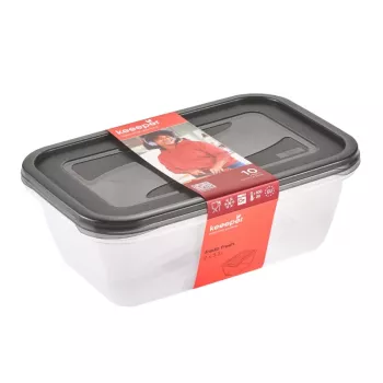 keeeper fredo fresh livsmedelsförvaringsburksset, 2 x 3,3 L, rektangulär, transparent med grå lock 3068082700000