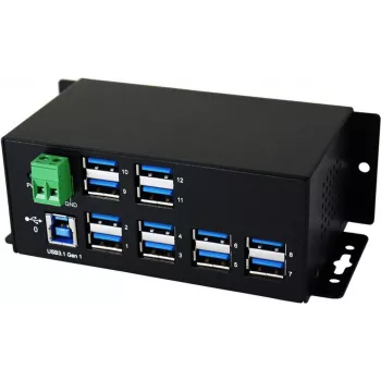 EXSYS EX-1112HMS 12-port USB 3.2 Gen 1 industriell DIN-skenhub
