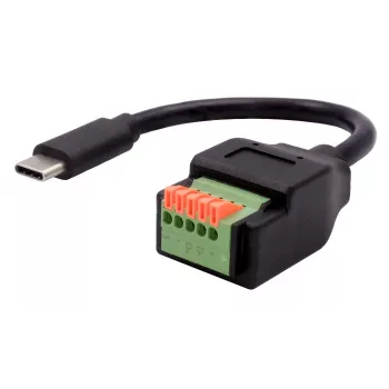 EXSYS USB-C-kontakt till 5-polig terminalblockadapterkabel med tryckknapp, USB 2.0, 15 cm EX-49123