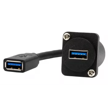 EXSYS EX-49165 D-typ inbyggd USB-A hona till hona kabeladapter, USB 3.2 Gen 1, 20 cm