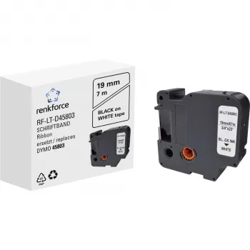 Renkforce RF-LT-D45803 kompatibel DYMO D1 märkbandskassett, 19 mm, vit/svart, 7 m RF-6027838