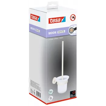 tesa MOON WHITE toalettborste- och hållarset, självhäftande, metall, matt vit 40571-00000-00