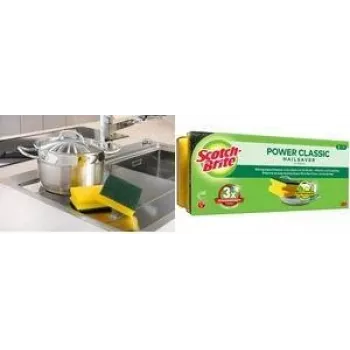 Scotch-Brite Classic grytsvamp, 3-pack, extra stark nonwovenfiber, nagelvänlig greppremsa 34-2000-0254-0