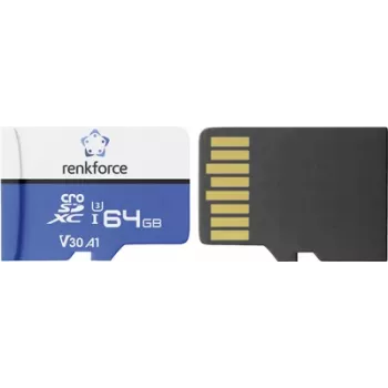 Renkforce RFEmSD64 microSDXC 64 GB A1 V30 U3 Class 10 minneskort med SD-adapter RF-7488704