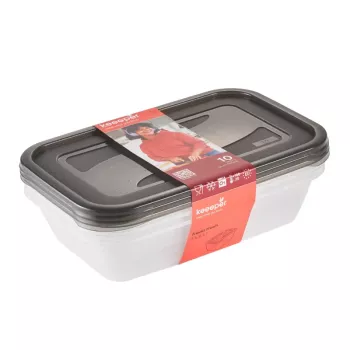 keeeper fredo fresh förvaringsbehållare set, 3 x 2,4 L, rektangulär, transparent med grå lock 3067982700000