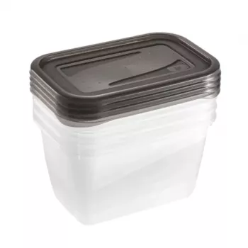 keeeper fredo fresh förvaringsburksset, 4 x 0,75 L, rektangulär, transparent med grå lock 3067382700000