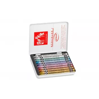 Caran d'Ache Neocolor I Metallic vaxkritor, 10-set, runda med pappershylsa 7004.310