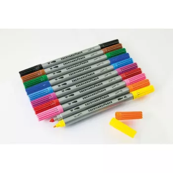 Faber-Castell Eberhard Faber COLORI dubbelspetsig fiberpennaset, 10 olika färger, 2,0 mm fina & 3,0-4,0 mm breda spetsar, kartongetui 550010