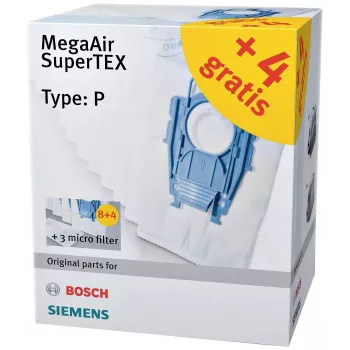 Siemens VZ123FP MegaAir SuperTEX dammsugarpåse-set (typ G/G ALL, 4 påsar + 1 mikrofilter)