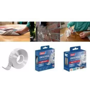 tesa NANO POWER dubbelhäftande tejp, 30 mm x 1 m, transparent, akrylat, 2 mm tjock, håller upp till 10 kg per 10 cm, 1 rulle 55810-00010-00